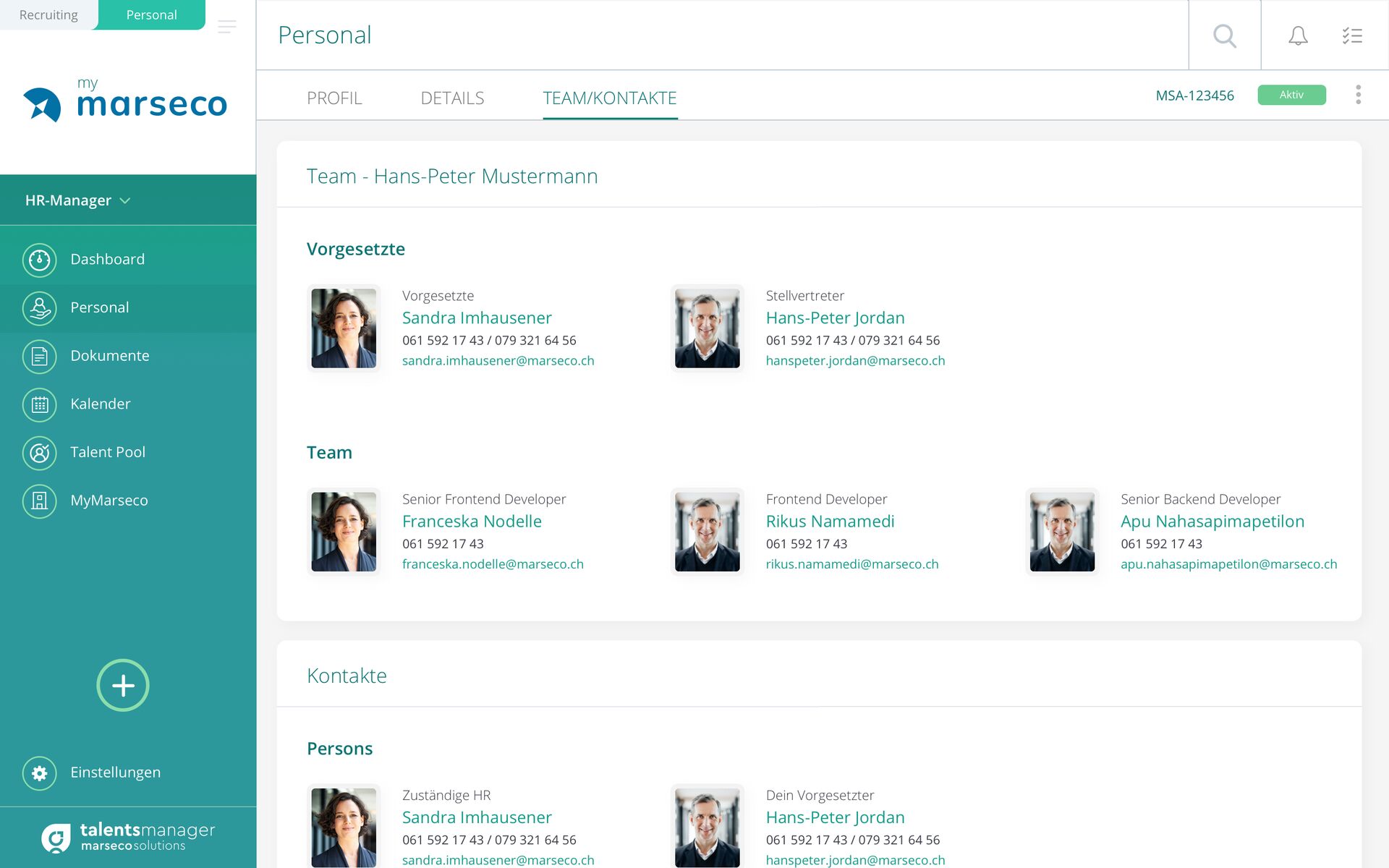 Screenshot Marseco Solutions talentsmanager - Digitale Personalakte